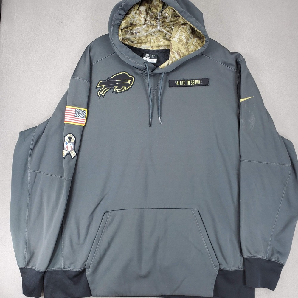 Nike Hoodie Mens XXL Gray Buffalo Bills NFL Salute to Service Therma-FIT
